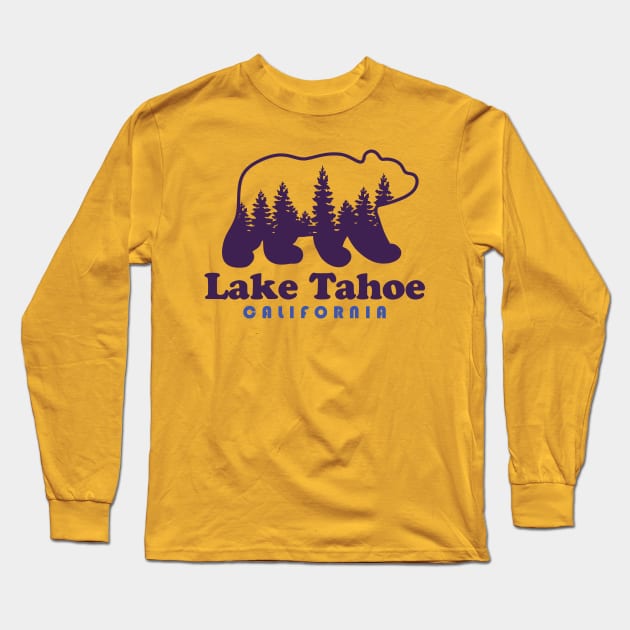 Lake Tahoe Tie Dye Bear California  Hippie CA Long Sleeve T-Shirt by PodDesignShop